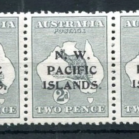 1915/16 2d grey horiz strip of 5 showing transfer ...
