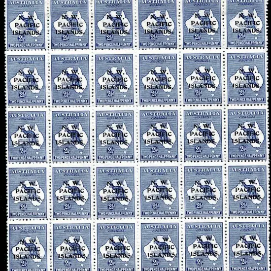 1915/16 2½d blue plate 2 block of 30 for pos ...