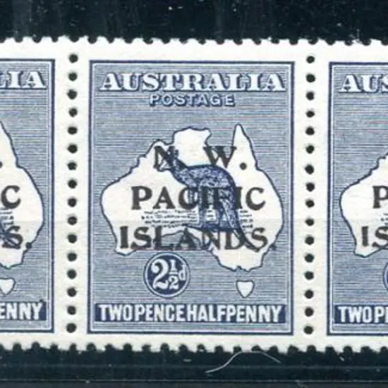 1915/16 2½d indigo 1st wmk horizontal strip of 5, ...
