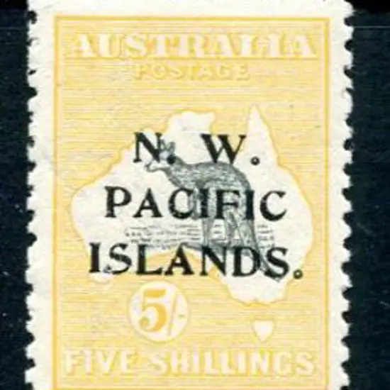 1915/16 5/- grey & yellow strip of 3 with "a", "b" ...