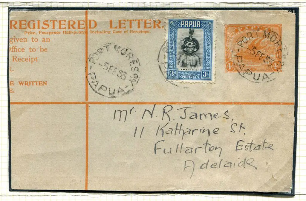 1935 (5th Feb) Part of a printed 4d orange Lakatoi ... Image 1++