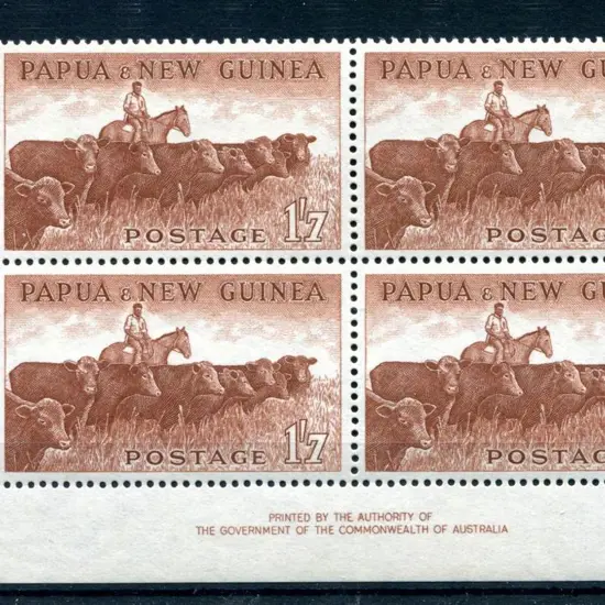 1958/60 1/7d Cattle corner Authority imprint block ...