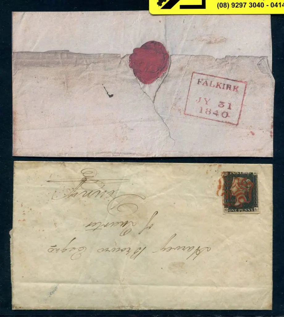 1840 1d intense black, plate 1a, tied by red ... Image 1++