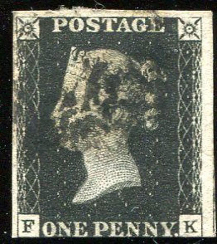1840 1d intense black, plate 8, indistinct black ... Image 1++