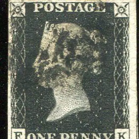 1840 1d intense black, plate 8, indistinct black ...