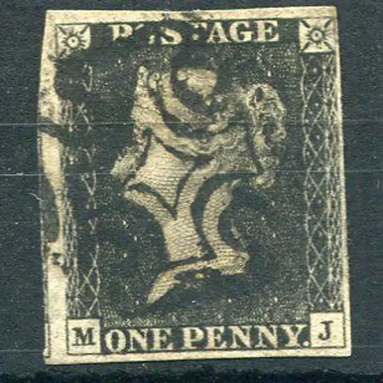 1840 1d black, plate 6, with a neat full strike of ...