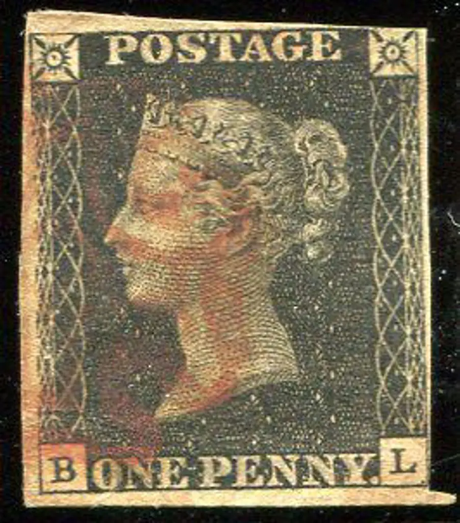 1840 1d black, plate 10 with red Maltese Cross ... Image 1++