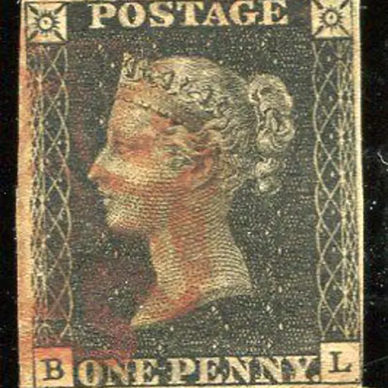 1840 1d black, plate 10 with red Maltese Cross ...