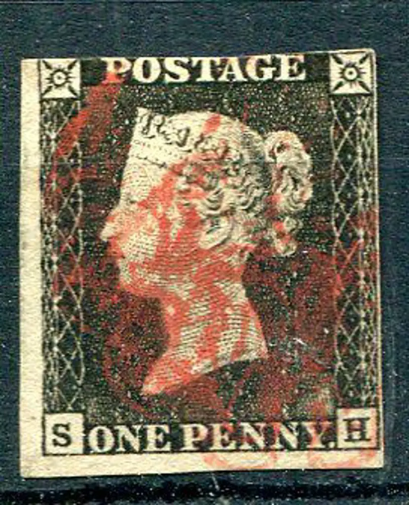 1840 1d grey black, plate 1a. Red MC with 2 large ... Image 1++