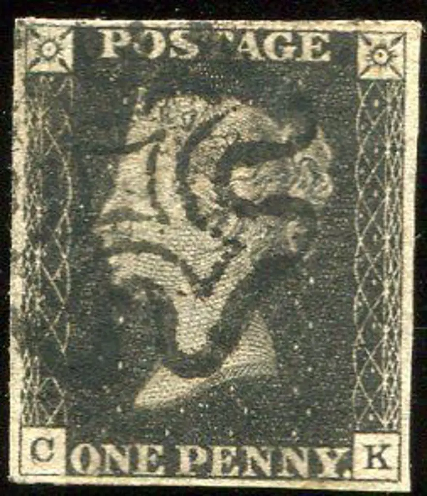 1840 1d grey black, plate 9 F/U by neat black MC ... Image 1++