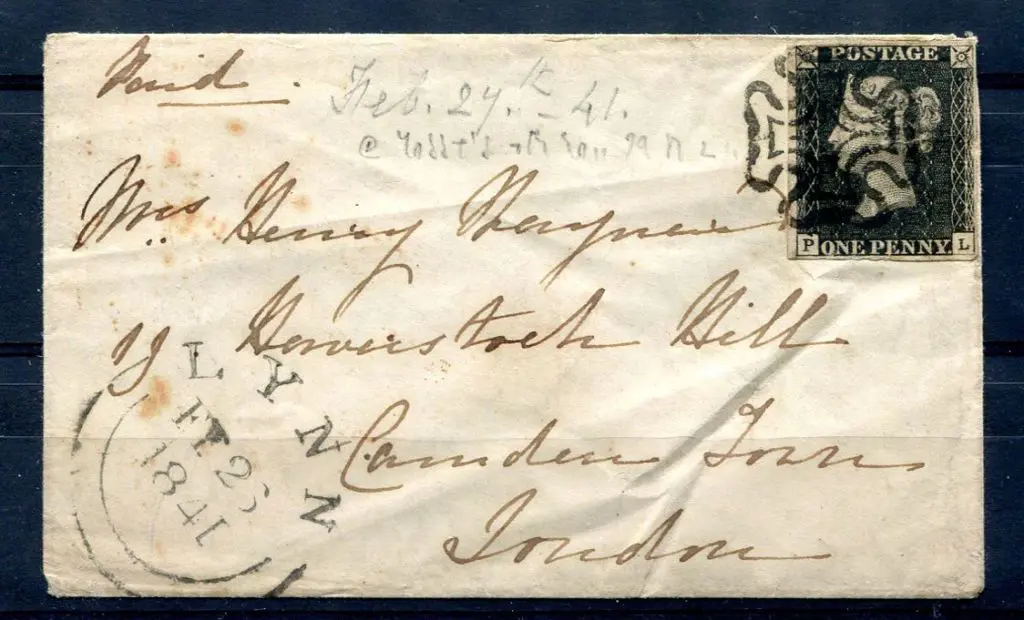 1841 (26th Feb) 1d black (4 margins) on cover tied ... Image 1++