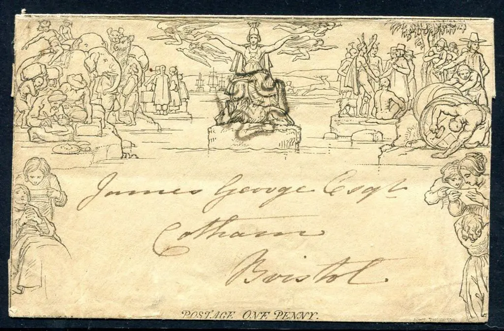 1840 1d Mulready envelope with black Maltese Cross ... Image 1++