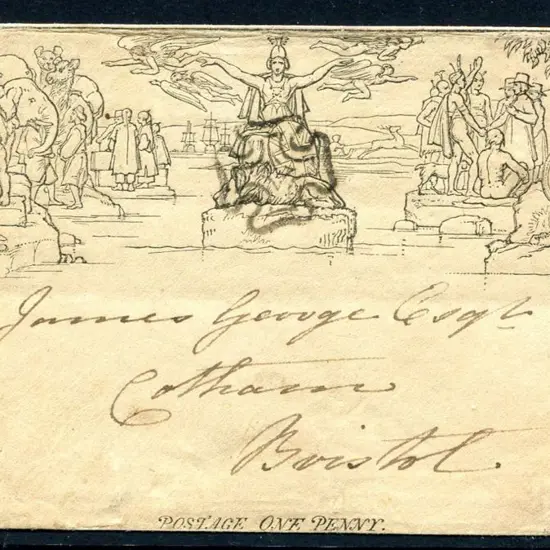 1840 1d Mulready envelope with black Maltese Cross ...