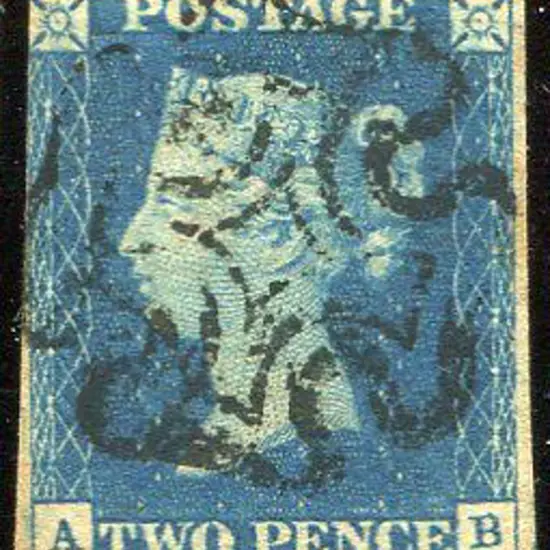 1840 2d blue with complete Maltese Cross in black. ...