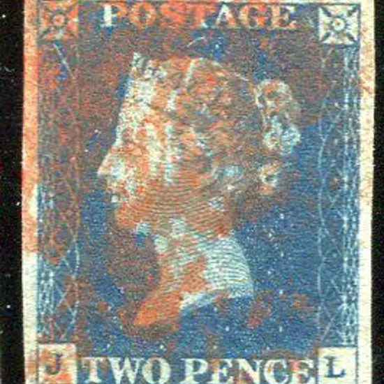 1840 2d blue with indistinct MC cancel in red., ...