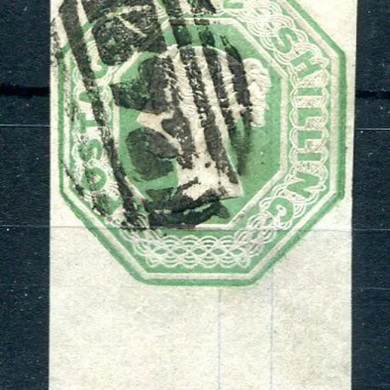 1847/54 1/- pale green embossed. Very fine used ...