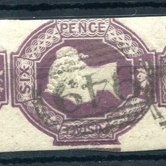 1847/54 6d mauve embossed in vertical strip of 3 ...
