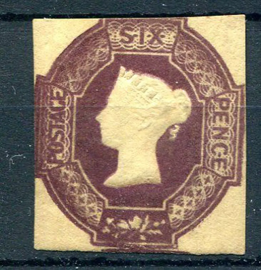 1847/54 6d mauve embossed with wmk reversed. Cut ... Image 1++