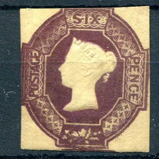 1847/54 6d mauve embossed with wmk reversed. Cut ...