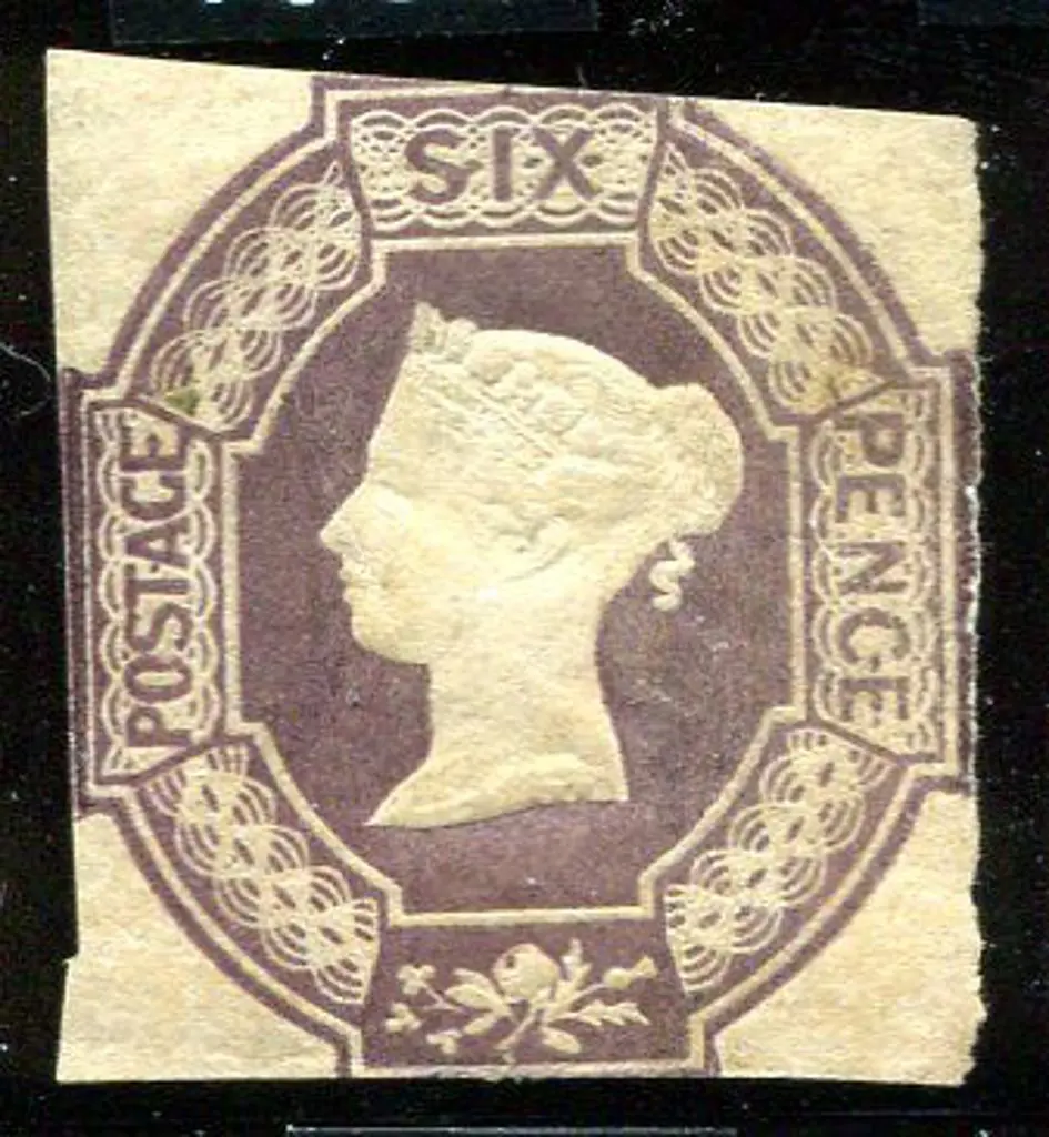 1847/54 6d dull lilac embossed cut square & ... Image 1++