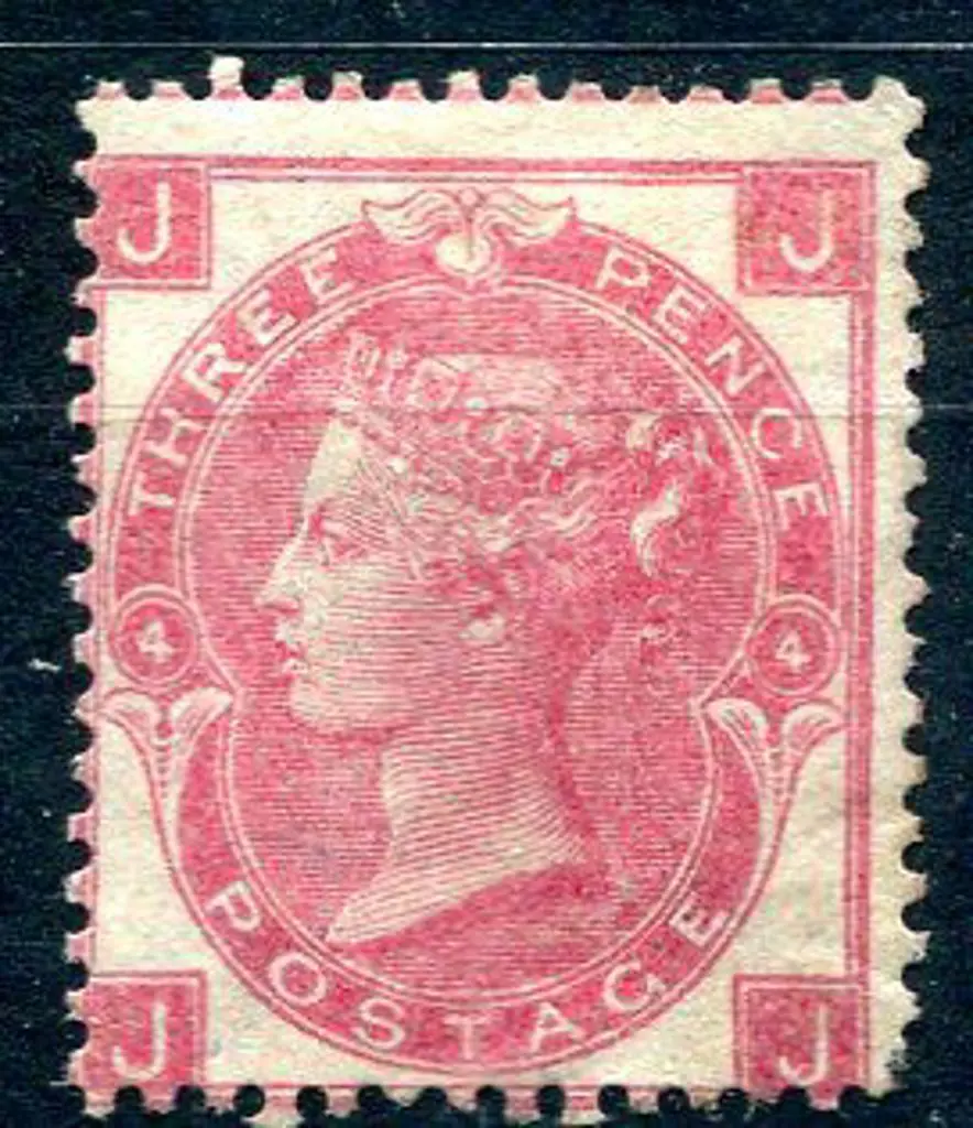 1865/67 3d rose plate 4 with large white corner ... Image 1++