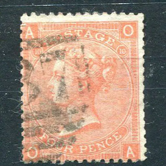 1865 4d vermilion QV, Plate 10 with light partial ...