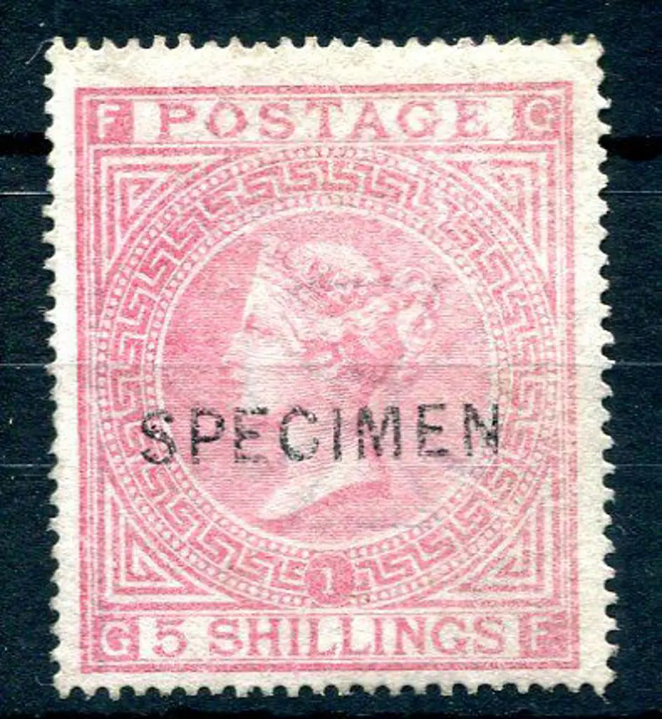 1867/73 5/- rose, plate 1 ovptd "SPECIMEN". Fresh ... Image 1++