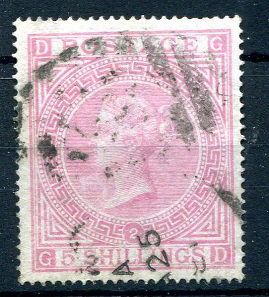 1867 5/- pale rose QV pl.2 well centred example ... Image 1++