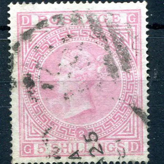 1867 5/- pale rose QV pl.2 well centred example ...