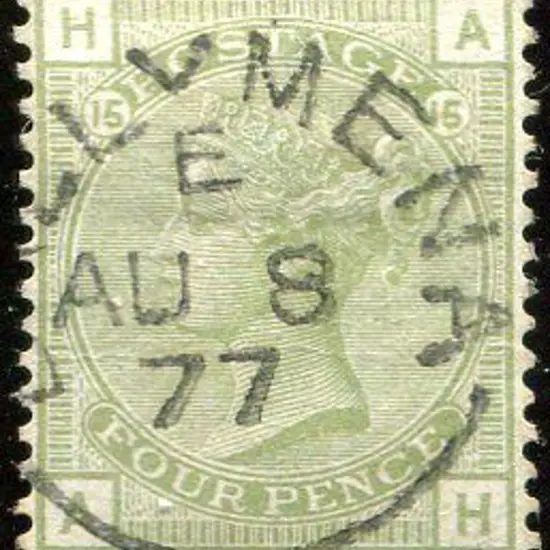 1877 4d sage-green, plate 15. Superb used example ...