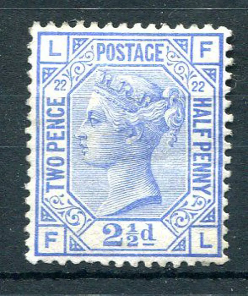 1880/83 2½d blue, plate 22. Light horiz gum bend ... Image 1++