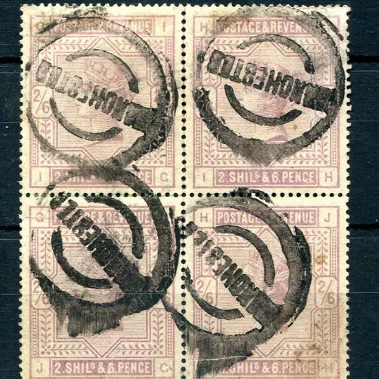 1883/84 2/6d lilac QV in block of 4 with ...