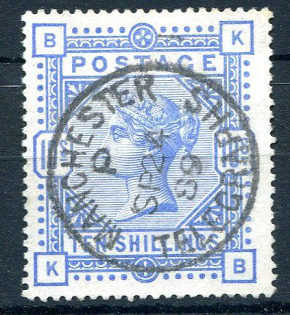 1883 10/- ultramarine. Superb used with central ... Image 1++