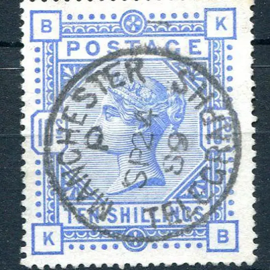 1883 10/- ultramarine. Superb used with central ...