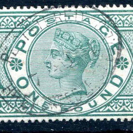 1887/92 £1 green QV. Superb used with light oval ...