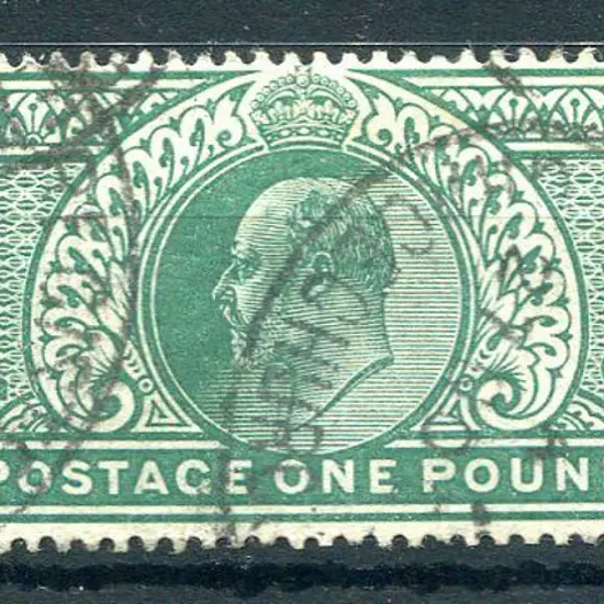 1902 £1 dull blue green KEVII. Fine used with part ...