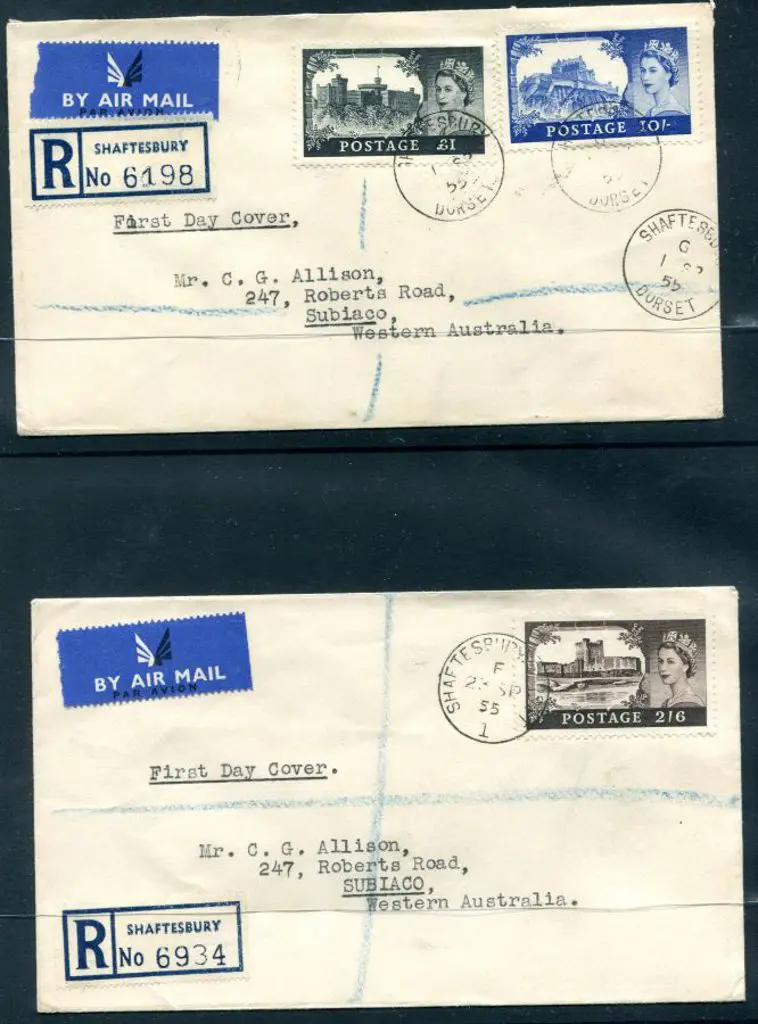 1955 QEII Castles on Shaftesbury Registered plain ... Image 1++