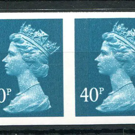 1993 40p turquoise-blue Machin imperforate pair. ...