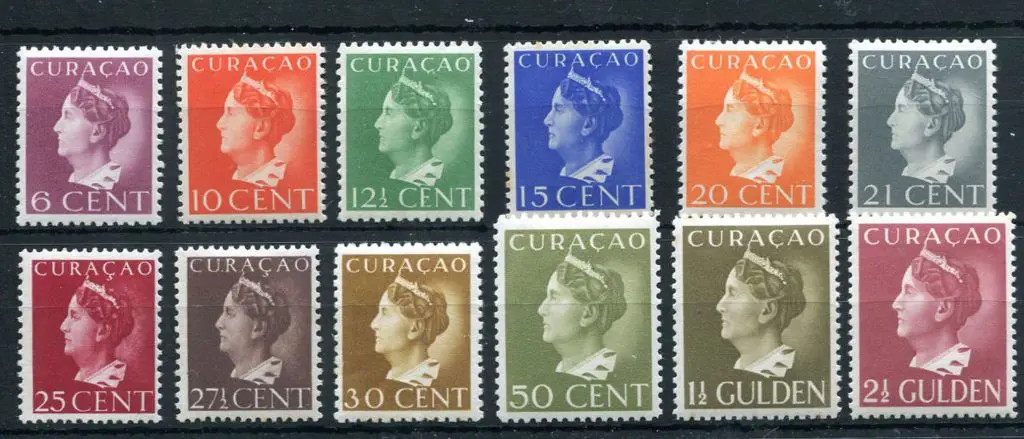 Curacao 1941/42 Queen Wilhelmina defins complete ... Image 1++