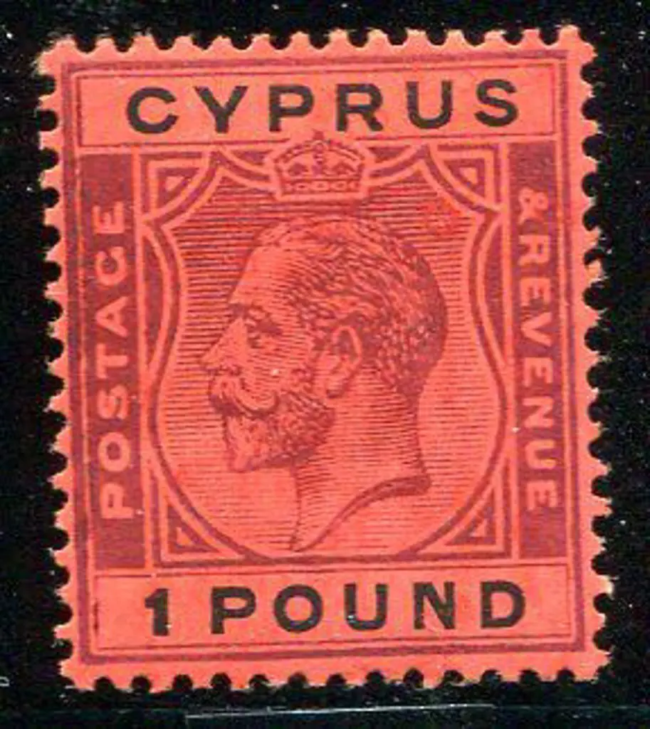 Cyprus 1924/28 £1 purple & black on red KGV. Fresh ... Image 1++
