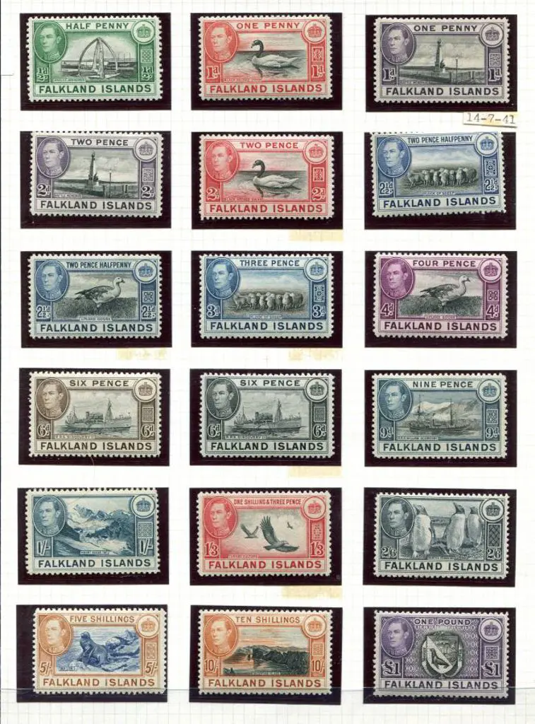 Falkland Is 1938/50 KGVI Pictorials complete ... Image 1++