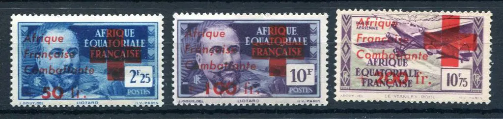 French Equatorial Africa 1943 50fr on 2fr25, 100fr ... Image 1++