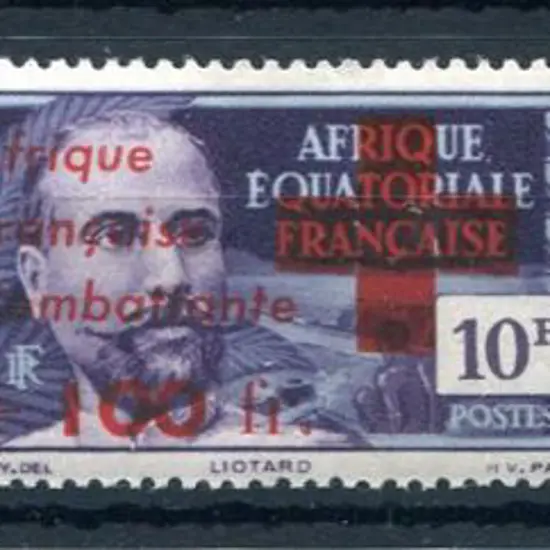 French Equatorial Africa 1943 50fr on 2fr25, 100fr ...