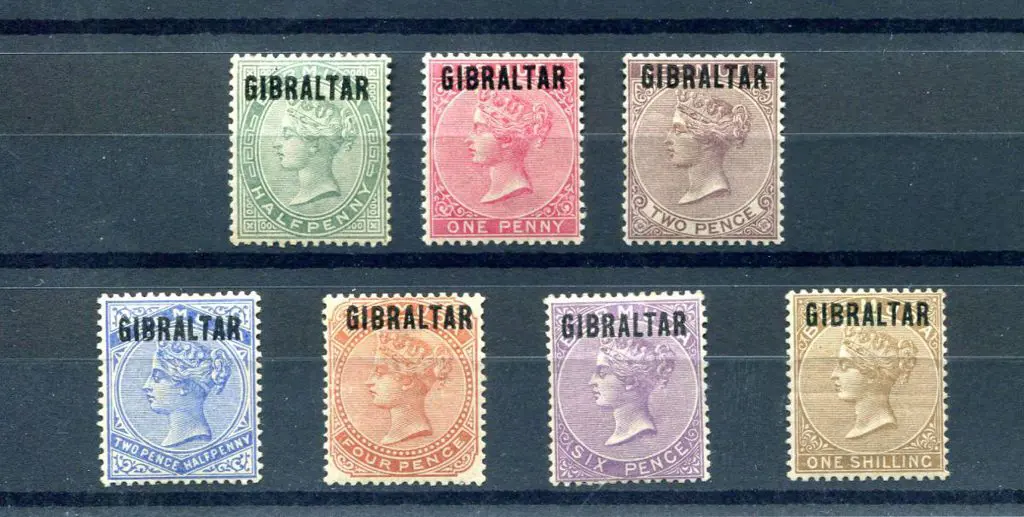 Gibraltar 1886 ½d to 1/- "GIBRALTAR" ovpts on ... Image 1++