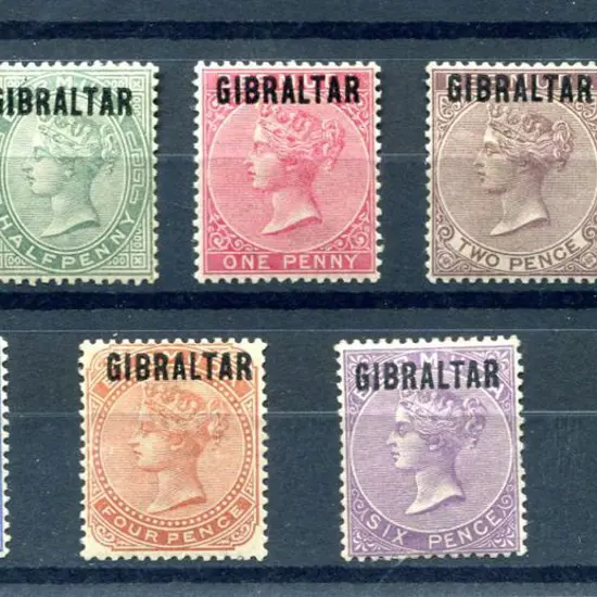 Gibraltar 1886 ½d to 1/- "GIBRALTAR" ovpts on ...