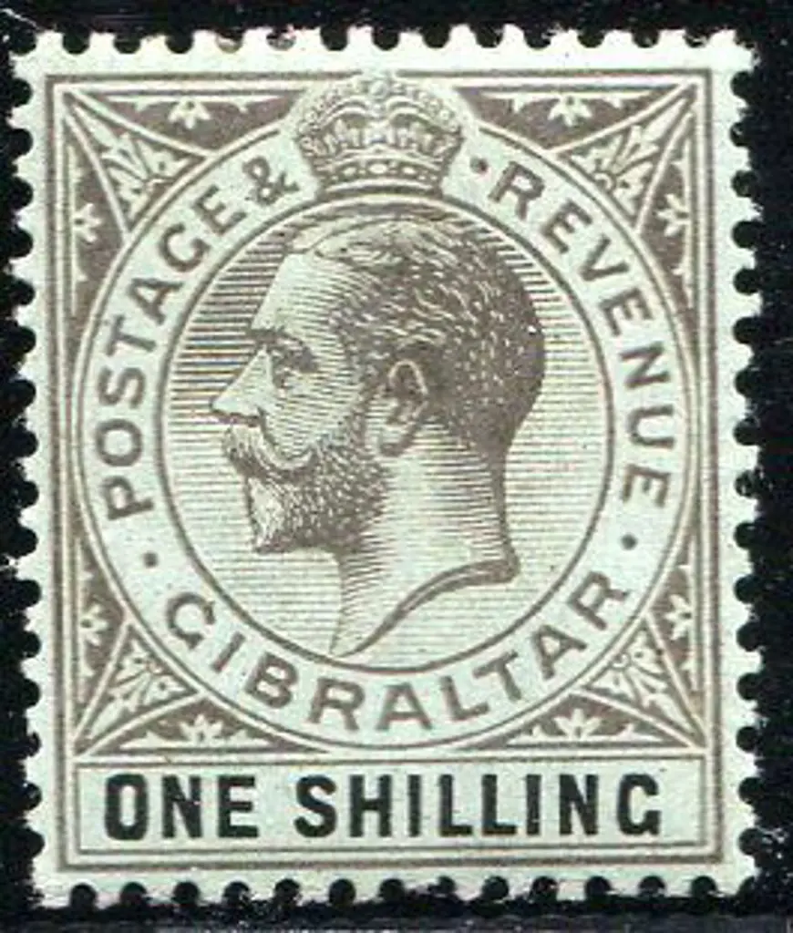 Gibraltar 1912/24 1/- black/green KGV on ordinary ... Image 1++