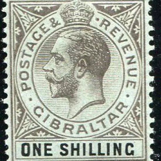 Gibraltar 1912/24 1/- black/green KGV on ordinary ...