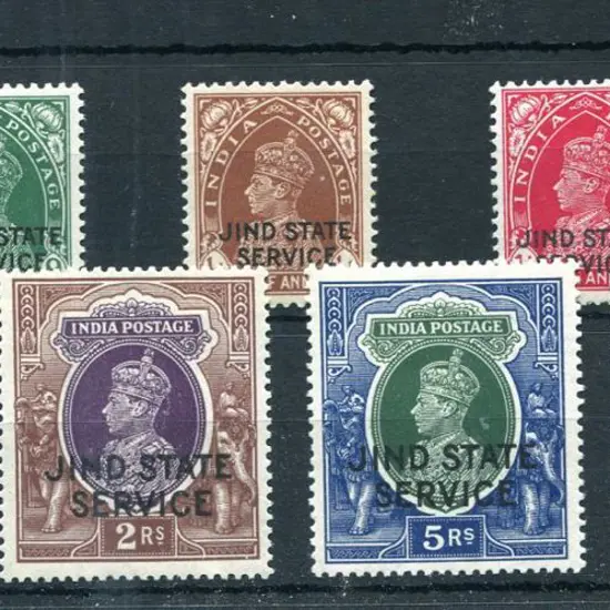 Indian States-Jind 1937 ½a to 10R KGVI ovptd "JIND ...