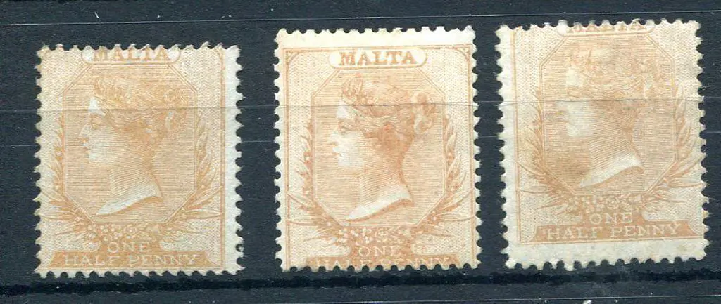 Malta 1860 ½d buff QV on blued no wmk paper MLH ... Image 1++