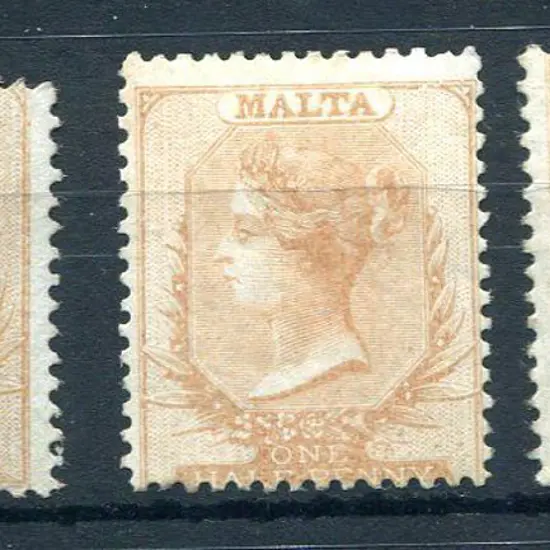 Malta 1860 ½d buff QV on blued no wmk paper MLH ...